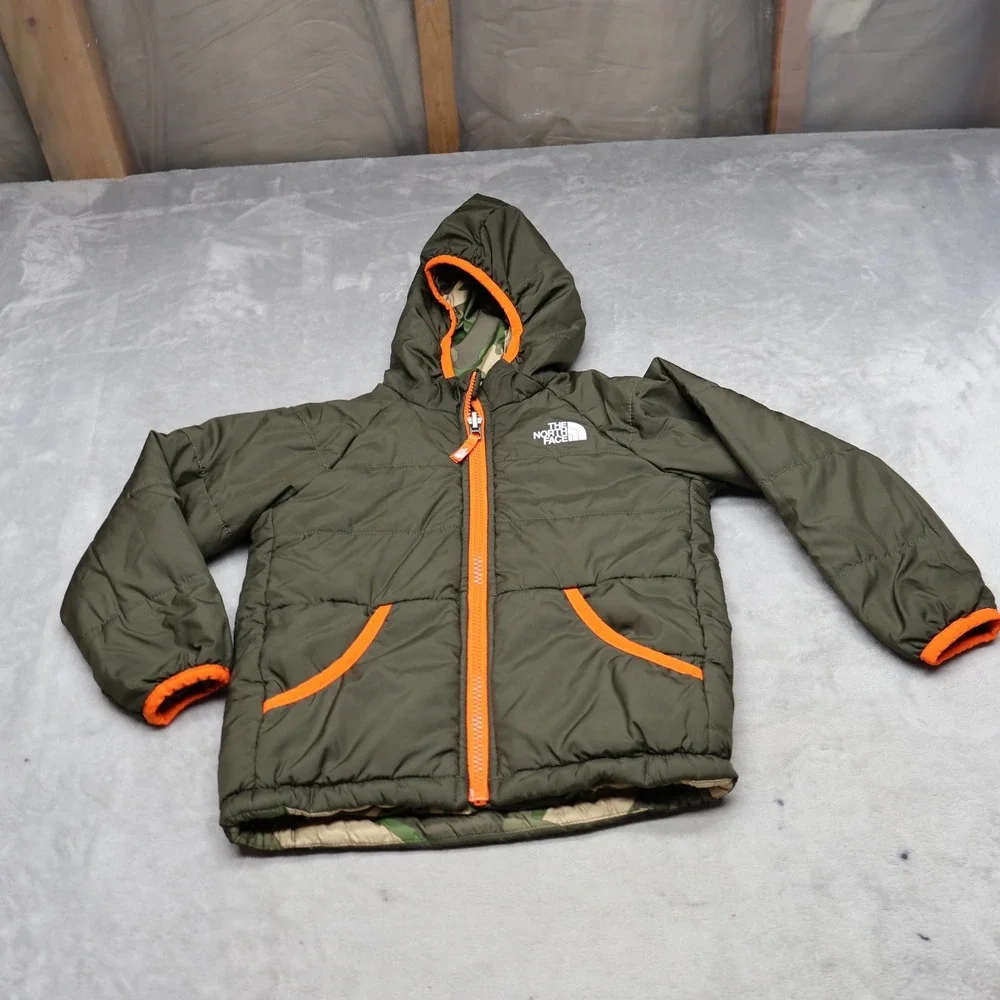 North Face Jacket Kids 4T Camo Reversible Puffer Full Zip Coat Winter Light Pack
